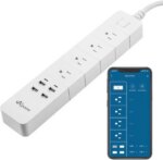 Apone Smart Power Strip with USB Surge Protector Bar with 4 Smart Outlets and 4 USB Ports 6Ft Extension Cord,Works with Alexa and Google Home Timer &