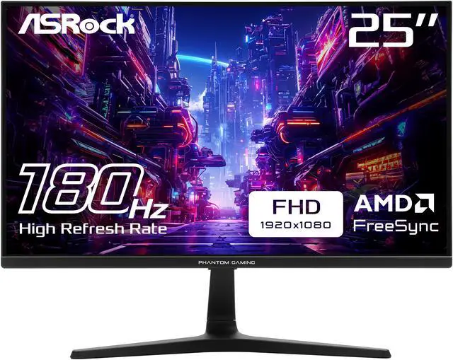 ASRock Phantom Gaming Monitor 24.5" 180 Hz IPS FHD FreeSync (AMD Adaptive Sync) 94% DCI-P3 / 126% sRGB PG25FFT