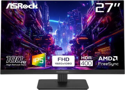 ASRock Phantom Gaming Monitor 27" 180 Hz IPS FHD FreeSync (AMD Adaptive Sync) 123% sRGB / 94% DCI-P3 PG27FFT1B