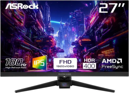 ASRock Phantom Gaming Monitor 27" 180 Hz IPS FHD FreeSync (AMD Adaptive Sync) 123% sRGB / 94% DCI-P3 PG27FFT1A