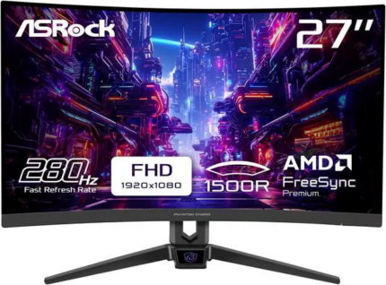 ASRock Phantom Gaming Monitor 27" 280 Hz VA FHD FreeSync Premium (AMD Adaptive Sync) 93% DCI-P3 / 127% sRGB PG27FRS1A