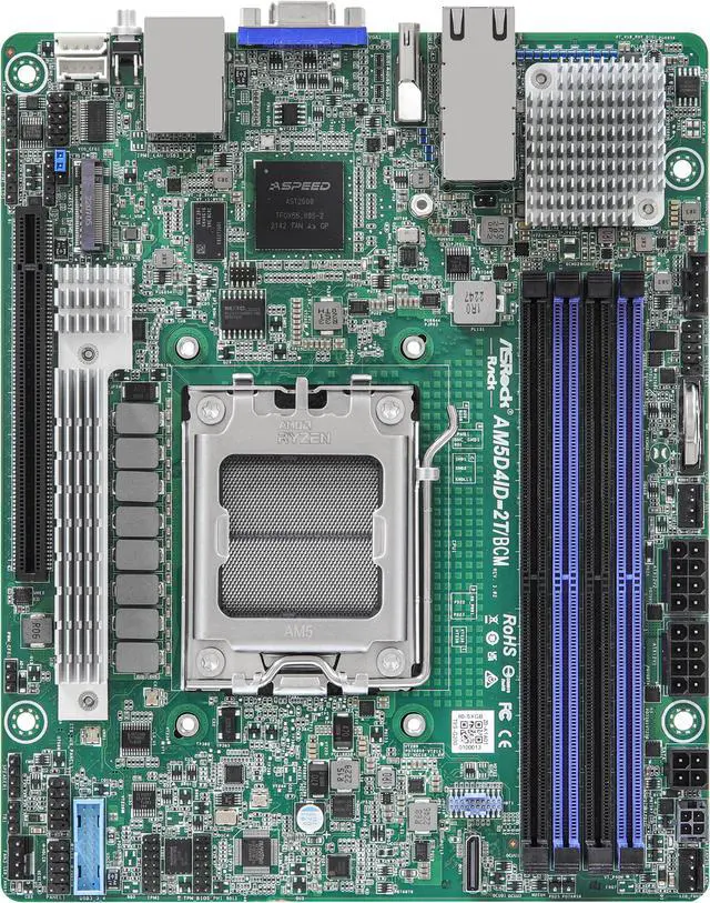 ASRock Rack AM5D4ID-2T/BCM Deep mini-ITX Server Motherboard AMD Ryzen 7000 AM5 (LGA 1718) KNOLL3 X300 Dual 10G LAN - Newegg.com