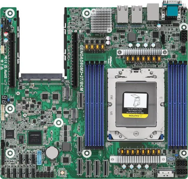 ASRock Rack GENOAD8QM3-2T/BCM CEB Server Motherboard Singel Socket SP5 (LGA 6096) AMD EPYC™ 9004 and 97x4 series processors Dual 10GbE OCP NIC 3.0