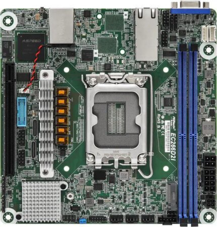 ASRock Rack Server Motherboard EC266D2I Mini-ITX 2x 1GLan Single Socket V1 (LGA 1700) Intel Xeon E-2400 series