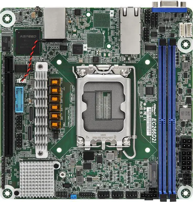 ASRock Rack Server Motherboard EC266D2I Mini-ITX 2x 1GLan Single Socket V1 (LGA 1700) Intel Xeon E-2400 series