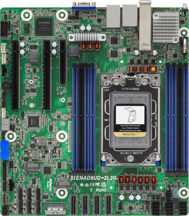 ASRock Rack Server Motherboard SIENAD8UD-2L2Q Deep Micro-ATX 2x SFP28 Single Socket SP6 (LGA 4844) AMD EPYC™ 8004