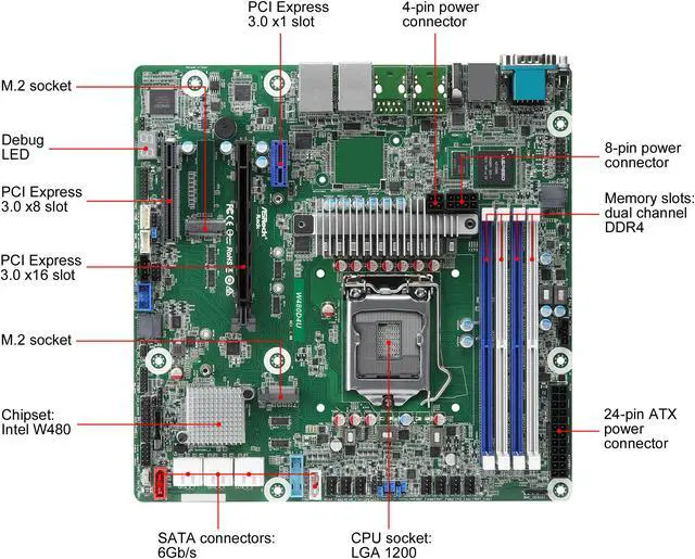 AsRock Rack W480D4U mATX Server Motherboard Intel LGA 1200 Xeon W-1200 00 W480