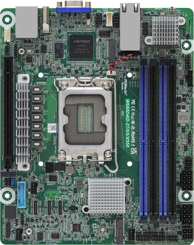 AsRock Rack W680D4ID-2T/G5/X550 Deep Mini-ITX Server Motherboard Single Socket 12th & 13th Gen Intel® Core™ series processors (LGA 1700) W680 Dual 10G Lan PCIe 5.0 - Newegg.com