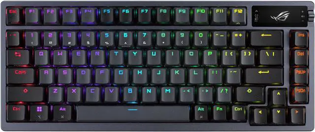 ASUS ROG Azoth 75 Wireless DIY Custom Gaming Keyboard - OLED display, Hot-Swappable Pre-lubed ROG NX Storm Switches & Keyboard Stabilizers, PBT