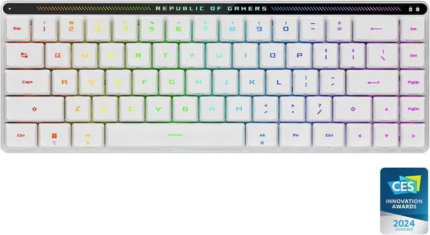 ASUS ROG Falchion RX Low Profile 65% compact wireless gaming keyboard with ROG RX low-profile optical switches, tri-mode connection with ROG SpeedNova