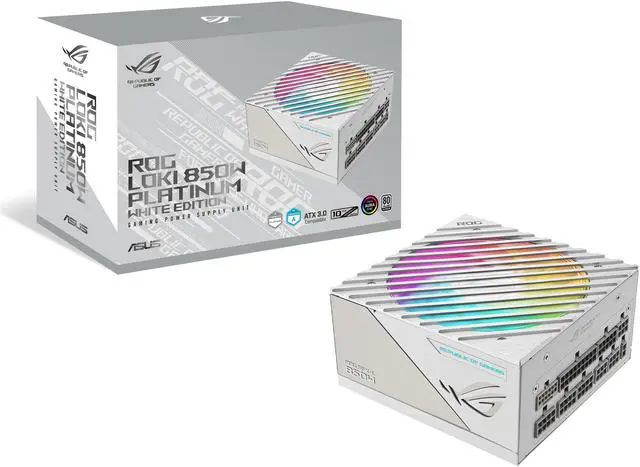 ASUS ROG Loki SFX-L 850W Platinum White Edition (Fully Modular Power Supply, 80+ Platinum, 120mm PWM ARGB Fan, Aura Sync, ATX 3.0 Compatible, PCIe 5.0