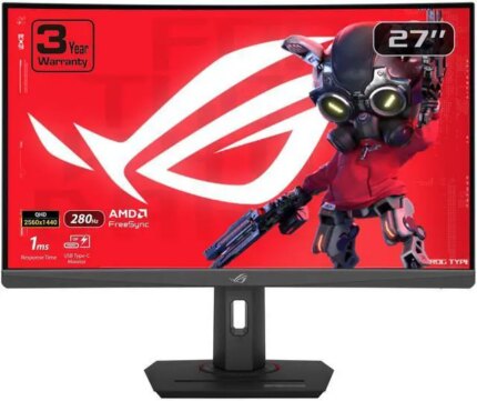 ASUS ROG Strix 27” 1440P USB-C Curved HDR Gaming Monitor (XG27WCMS) - QHD, 280Hz, 1ms, Fast VA, Extreme Low Motion Blur Sync, FreeSync Premium,