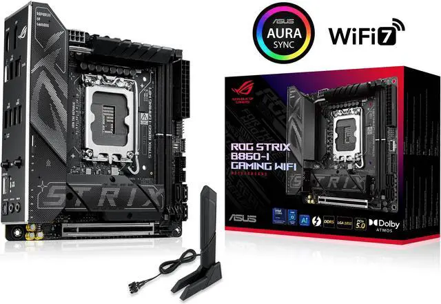 ASUS ROG STRIX B860-I GAMING WIFI B860 LGA 1851 mITX Mini-ITX motherboard, Intel Core Ultra Series 2 Ready, Advanced AI ready, 10+1+2+1 stage, DDR5,
