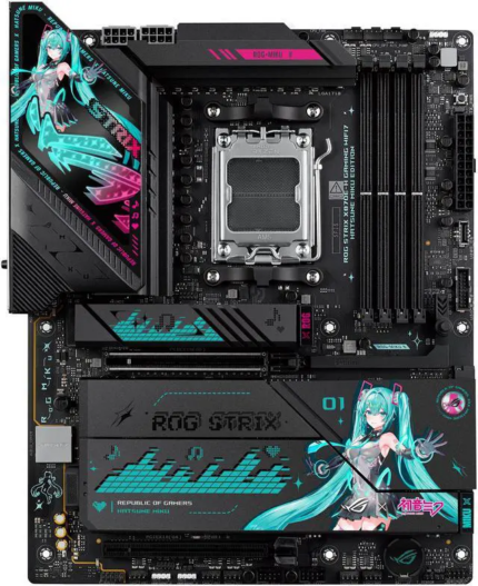 ASUS ROG STRIX X870E-H GAMING WIFI7 HATSUNE MIKU EDITION AMD X870E ATX motherboard, 16+2+1 power stages, Dynamic OC Switcher, Core Flex, DDR5, WiFi 7, 4x M.2, PCIe 5.0, dual...