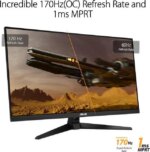 ASUS TUF Gaming Montitor 31.5” 1440P HDR(VG32AQA1A) - QHD (2560 x 1440), 170Hz, 1ms, Extreme Low Motion Blur, FreeSync Premium, DisplayPort, HDMI,