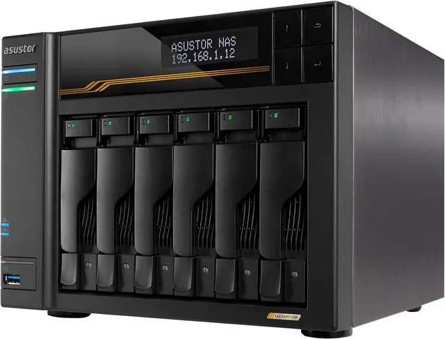 Asustor Lockerstor 6 Gen3 AS6806T 6 Bay NAS, Quad-Core 2.3GHz CPU, Dual USB 4 Ports, Dual 10GbE Ports, Dual 5GbE Ports, 16G ECC RAM DDR5, Four M.2 SSD