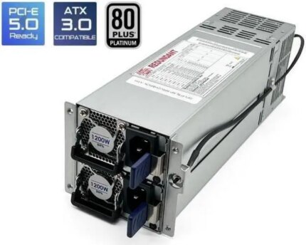 Athena Power AP-RRU2MK1262 62368 Safety & 80 PLUS Certified 2 x 1200W 2U CRPS Modular Redundant Server Power Supply OEM/ODM OK. W/12V-2X6 Cable for