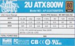 Athena Power AP-U2ATX80FEP8 2U IPC Server Power Supply - 80PLUS Bronze