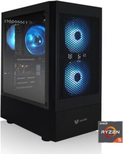 AVGPC Max Gaming PC, AMD Ryzen 5 5600G 6-Core 4.4 GHz Max Boost, AMD Radeon Vega 7 (GPU upgrade ready up to RTX 5070), 16GB 3200MHz DDR4, 1TB M.2 NVMe
