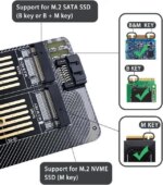 Bailink Dual M.2 PCIE Adapter, M.2 SSD NVME (M Key) & SATA (B Key) Adapter with SATA cable for One M.2 NVMe and One SATA SSD 22110/2280/2260/2242/2230