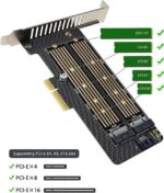 Bailink Dual M.2 PCIE Adapter, M.2 SSD NVME (M Key) & SATA (B Key) Adapter with SATA cable for One M.2 NVMe and One SATA SSD 22110/2280/2260/2242/2230