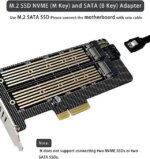 Bailink Dual M.2 PCIE Adapter, M.2 SSD NVME (M Key) & SATA (B Key) Adapter with SATA cable for One M.2 NVMe and One SATA SSD 22110/2280/2260/2242/2230