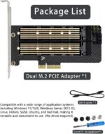 Bailink Dual M.2 PCIE Adapter, M.2 SSD NVME (M Key) & SATA (B Key) Adapter with SATA cable for One M.2 NVMe and One SATA SSD 22110/2280/2260/2242/2230