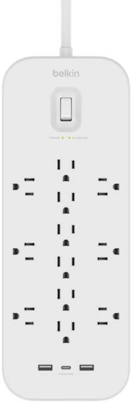 Belkin 12 Outlet Surge Protector + USB-C and USB-A ports SRA007P12TT6