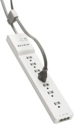 Belkin BE107200-06 7-Outlet Home Office Surge Protector Slim Design 6ft Right Angle Plug 3-Pack
