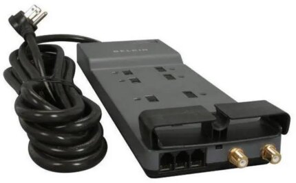 BELKIN BE108230-12 12 Feet 8 Outlets 3390 Joules Surge Protector w/ Telephone Line/Coaxial Protection/Extended Cord
