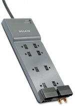 BELKIN BE108230-12 12 Feet 8 Outlets 3390 Joules Surge Protector w/ Telephone Line/Coaxial Protection/Extended Cord