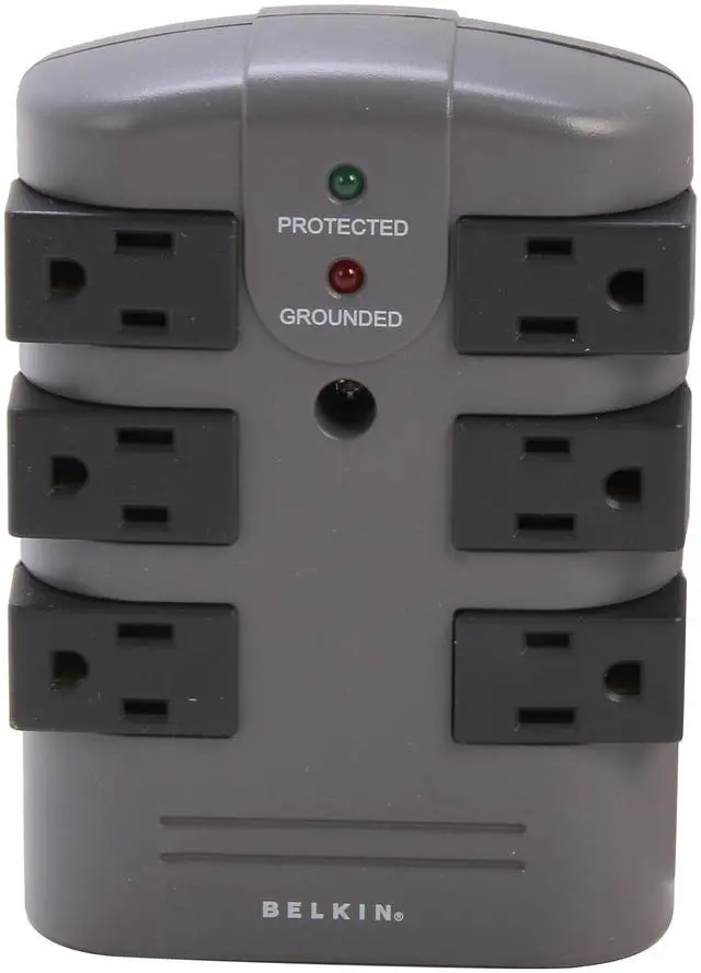 BELKIN BP106000 Wall Mount 6 Outlets 1080 Joules Pivot-Plug Surge Protector