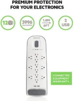 BELKIN BV112050-06 6' 12 Outlets 3996 Joules Surge Protector with USB Charging