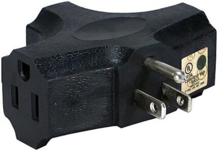 Black 3-Outlet 3-Prong AC Plug