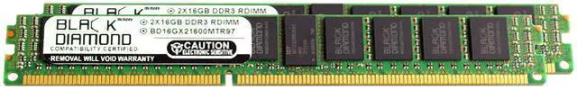 Black Diamond Memory VLP 32GB (2 x 16GB) ECC Registered DDR3 1600 (PC3 12800) Server Memory Model BD16GX21600MTR97