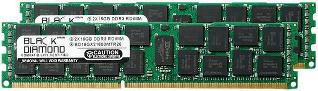 Black Diamond Server Memory 32GB (2 x 16GB) 240-Pin DDR3 SDRAM ECC Registered DDR3 1600 (PC3 12800) Model BD16GX21600MTR26