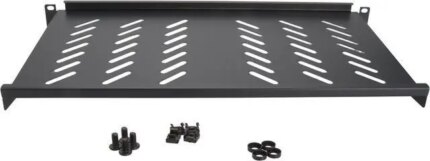 Cables Direct Online 1U Rack Mount Server Shelf - 19" Black, 10" (250mm) Depth - Heavy Duty, Space-Saving, Durable Design for Servers, Switches &