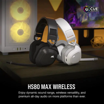 Corsair HS80 MAX Wireless Multiplatform Gaming Headset with Bluetooth - Dolby Atmos - Broadcast Quality Microphone - iCUE Compatible - PC, Mac, PS5,