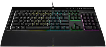 Corsair K55 RGB PRO Membrane Wired Gaming Keyboard – IP42 Dust and Spill-Resistant, 6 Macro Keys w/ Elgato Integration, iCUE Compatible – Black