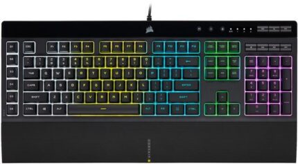 Corsair K55 RGB PRO Membrane Wired Gaming Keyboard – IP42 Dust and Spill-Resistant, 6 Macro Keys w/ Elgato Integration, iCUE Compatible – Black
