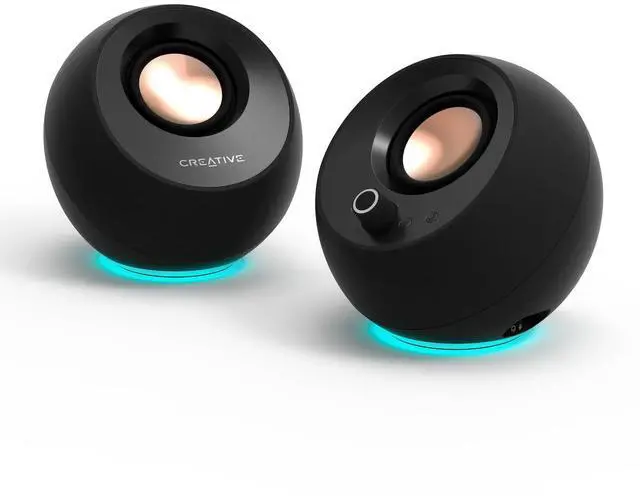 Creative Pebble Pro Minimalist 2.0 USB-C Speakers with Bluetooth, RGB Lighting - Black