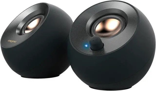 Creative Pebble V2 - Minimalistic 2.0 USB-C Powered Desktop Speakers, 3.5 mm AUX-in, Up to 8W RMS Power for Computers and Laptops, Type-A Adapter