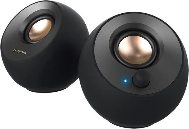 Creative Pebble V2 - Minimalistic 2.0 USB-C Powered Desktop Speakers, 3.5 mm AUX-in, Up to 8W RMS Power for Computers and Laptops, Type-A Adapter