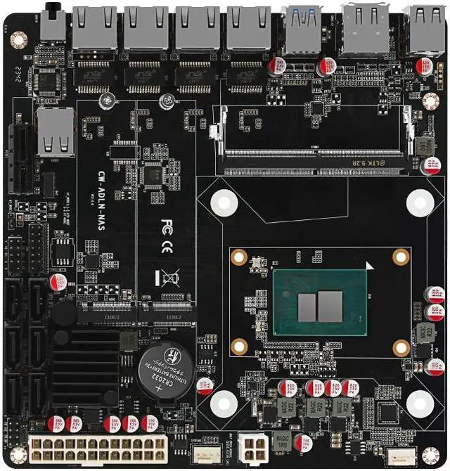 CWWK NAS N100 NAS Motherboard 12th Gen Intel 4x i226-V 2.5G 2*NVMe 6*SATA3.0 DDR5 Mini ITX Router Mainboard PCIex1 Type-C