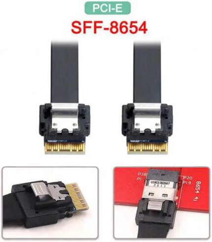 CY PCI-E Slimline SAS 4.0 SFF-8654 4i 38pin Host to SFF-8654 Slim SAS Target Cable 40cm