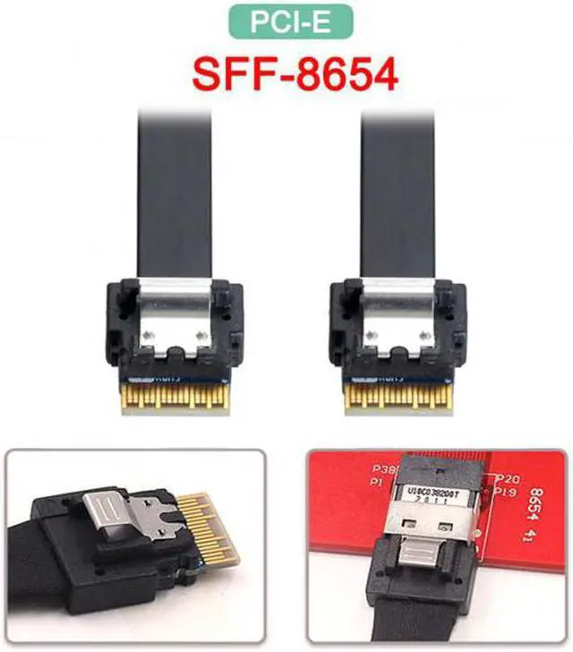 CY PCI-E Slimline SAS 4.0 SFF-8654 4i 38pin Host to SFF-8654 Slim SAS Target Cable 40cm