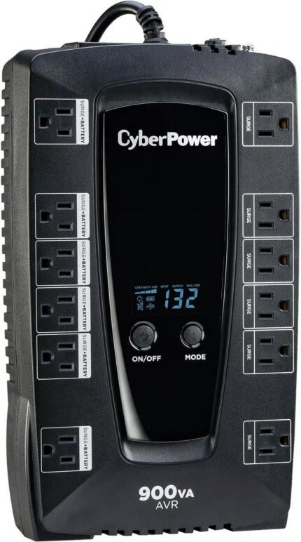 CyberPower AVRG900LCD Intelligent LCD UPS Systems - 900VA/480W, 120 VAC, NEMA 5-15P, Compact, 12 Outlets, LCD, PowerPanel