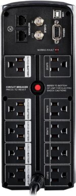 CyberPower CP1200AVR AVR UPS Systems - 1200VA/720W, 120 VAC, NEMA 5-15P, Mini-Tower, 10 Outlets, PowerPanel