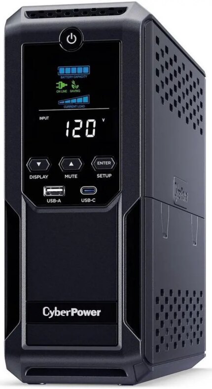 CyberPower CP1350AVRLCD3 Intelligent LCD UPS Systems - 1350VA/815W, 120 VAC, NEMA 5-15P, Mini-Tower, 12 Outlets