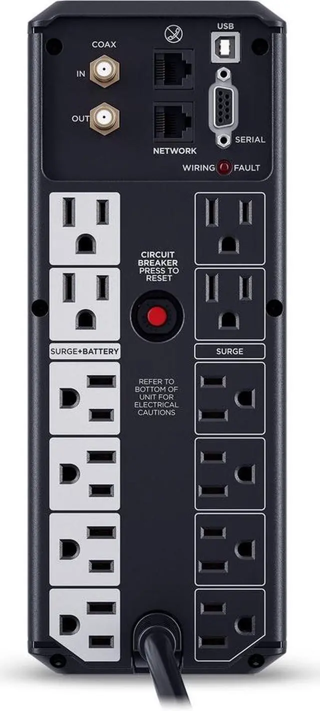 CyberPower CP1350AVRLCD3 Intelligent LCD UPS Systems - 1350VA/815W, 120 VAC, NEMA 5-15P, Mini-Tower, 12 Outlets